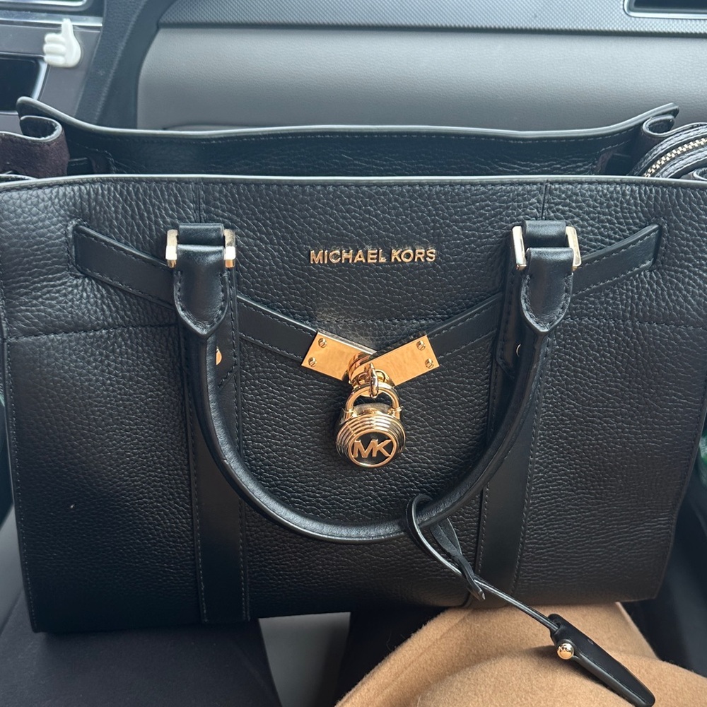 Michael Kors Black Satchel with Gold Hardware